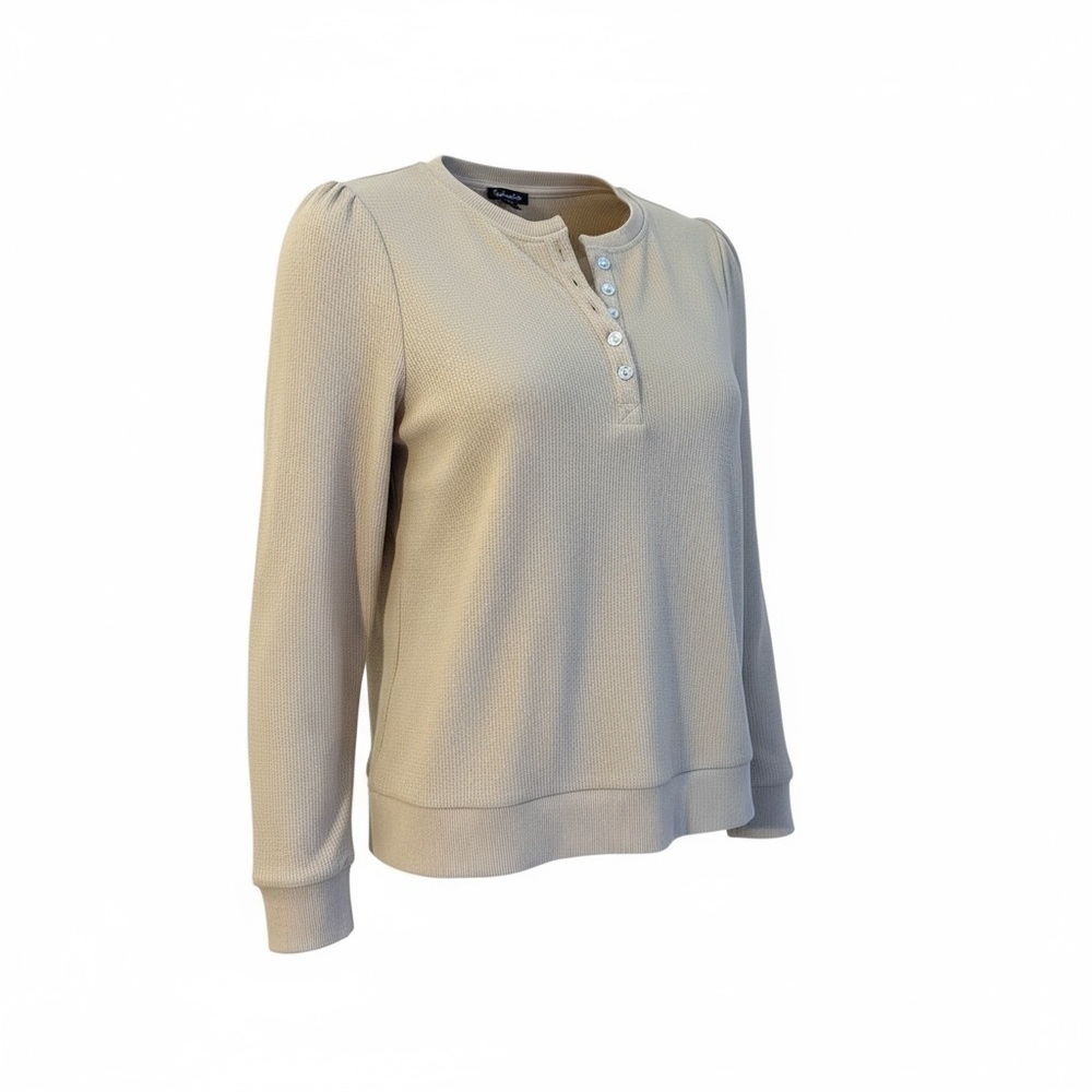 Splendid pinkish brown Women's Long Sleeve Waffle Top - Picture 3 of 9